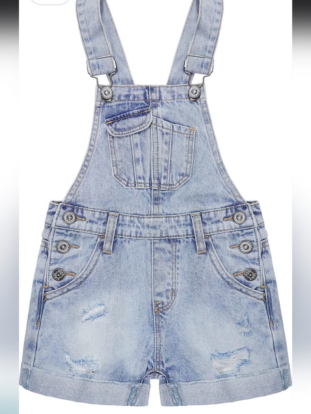 Light Wash Denim Kids Overalls Shorts
